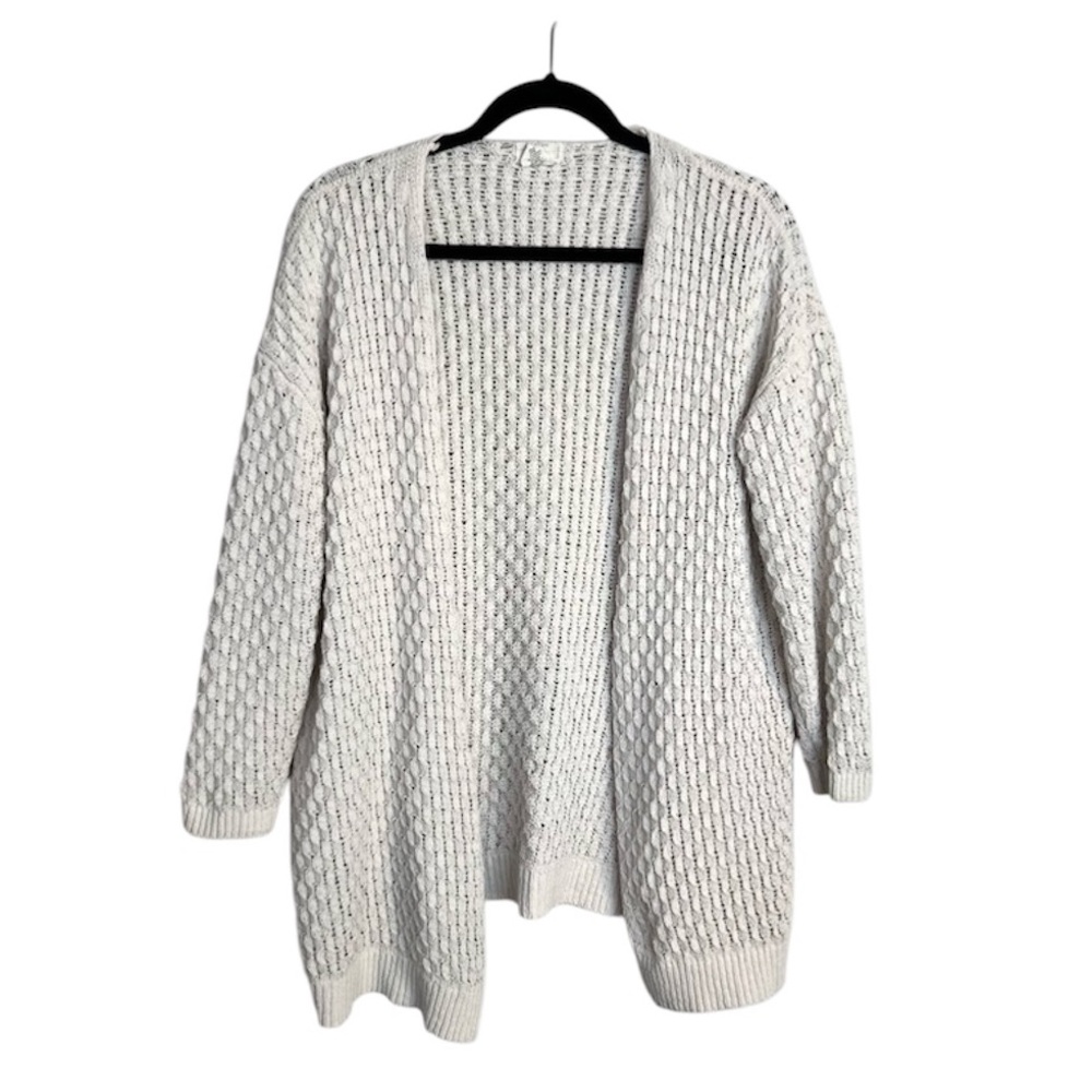 NICOLE MILLER ARTELIER Knit Neutral Stone Open Front Soft Cardigan Sweater Small